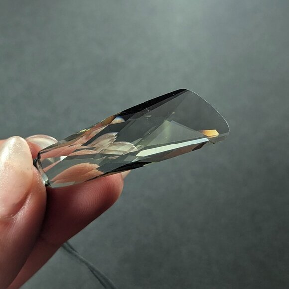 Swarovski Vintage Smoky Black Crystal Pendant  Necklace with Leather Cord - Picture 3 of 3